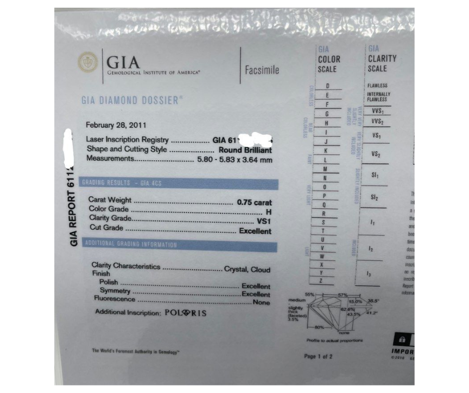 GIA Certified Diamond Ring set in 18K White Gold