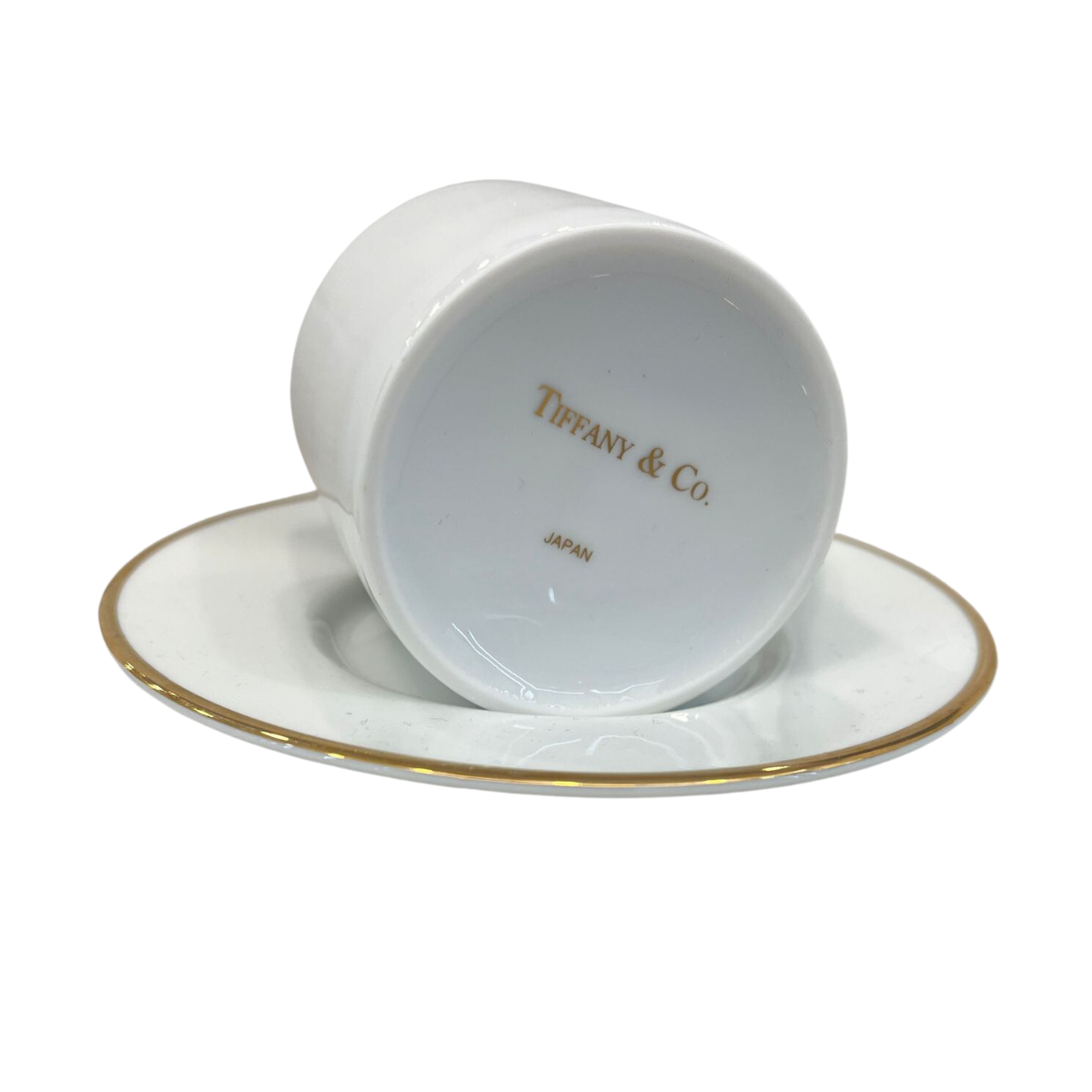 Tiffany & Co Cup D=6Cm Saucer D=12.5Cm Demitasse Coffee Cup&Saucer Wht W Silver Set Of 2