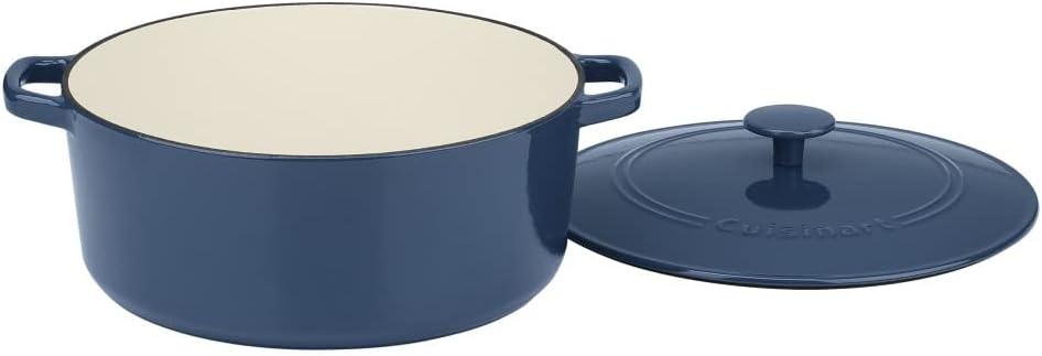 Cuisinart 7 Qt Round Casserole Covered, Enameled Provencial Blue
