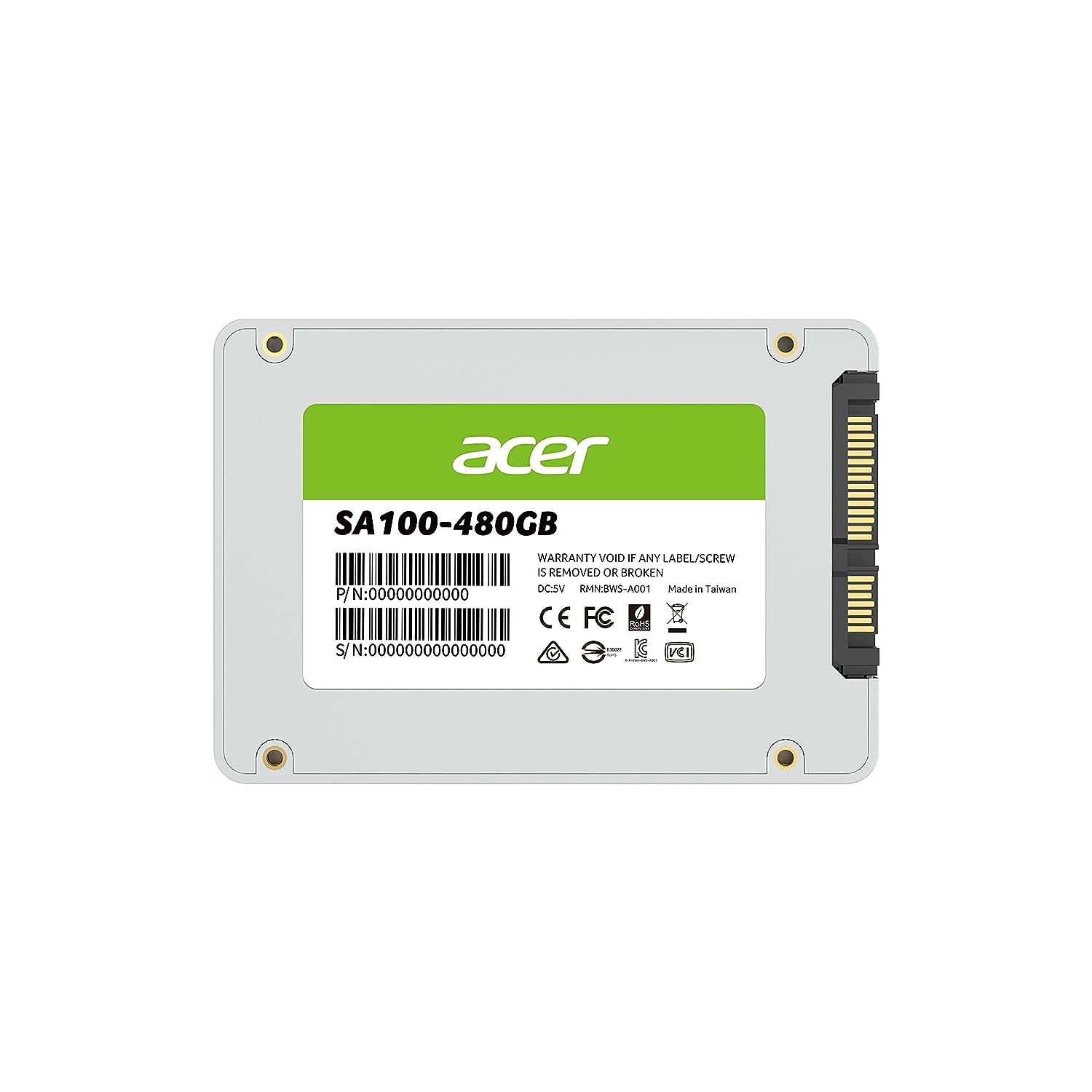 Acer SA100 480GB NAND SATA 2.5 Inch Internal SSD-560MBPs R 493MBPs W Speed
