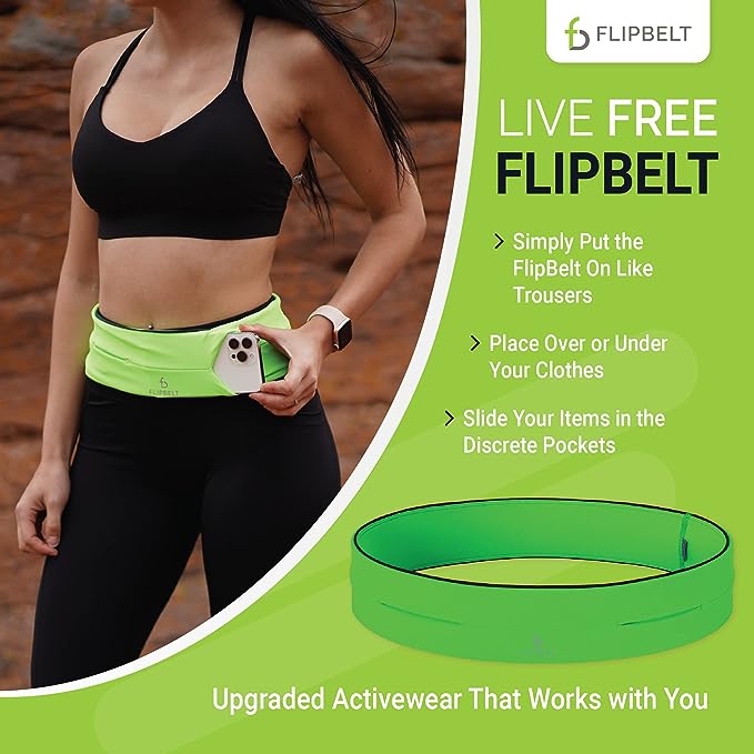FlipBelt Running Waist Pack Classic Neon Green