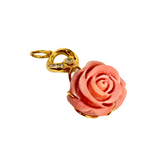 Yellow Gold Natural Coral With Diamond Pendant