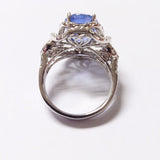 Blue Sapphire Lady Ring BS1=6.68Ct D90=0.82Ct