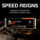 Seagate FireCuda 530 2TB Solid State Drive - M.2 PCIe Gen4 ×4 NVMe 1.4, speeds up to 7300 MB/s, Compatible PS5 Internal SSD,