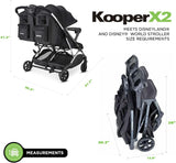 Joovy Kooper X2 Double Lightweight Travel Stroller Compact Fold with Tray Black MISSING 2 BACK WHEELS