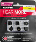 COMPLY ISOLATION PLUS TX-500 Memory Foam Earbud Tips Medium 3 Pairs